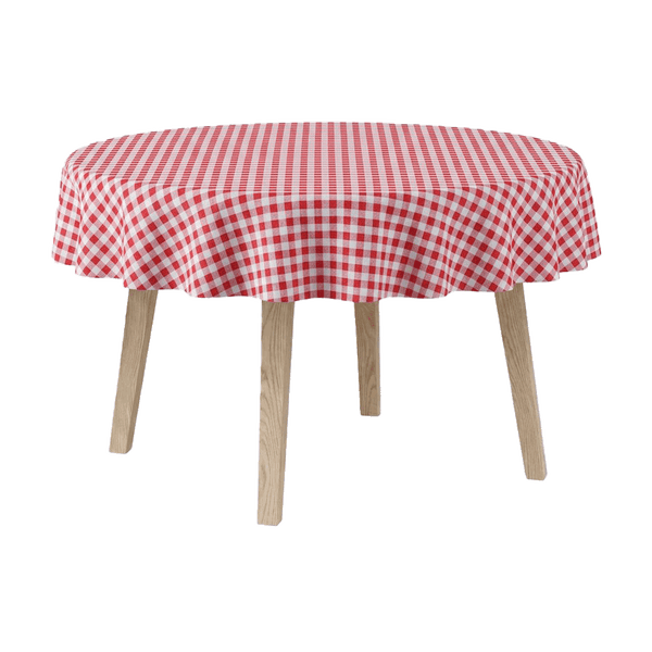 Pyöreä puuvillapöytäliina - Red check - D1022¨