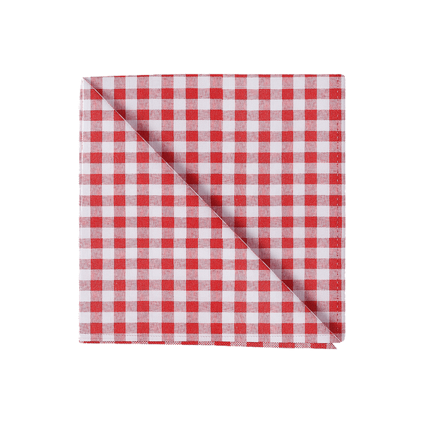 Ruudullinen puuvillalautasliina - Red check - D1022,